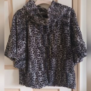 Chic Animal Print Faux Fur Coat
